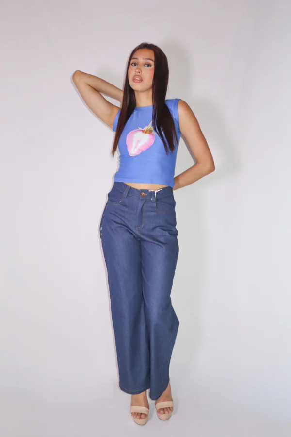 Baby Tee Tank Top Azul Electrico PUSS FRESA - XS